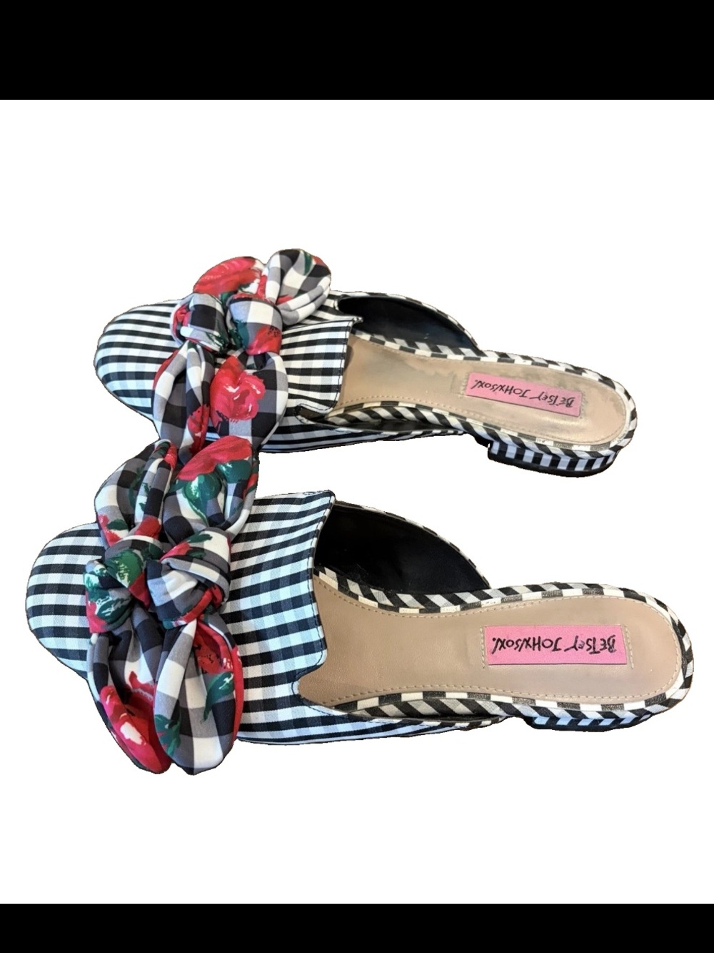Betsey Johnson Slip on mule slides shoes bow floral size 8